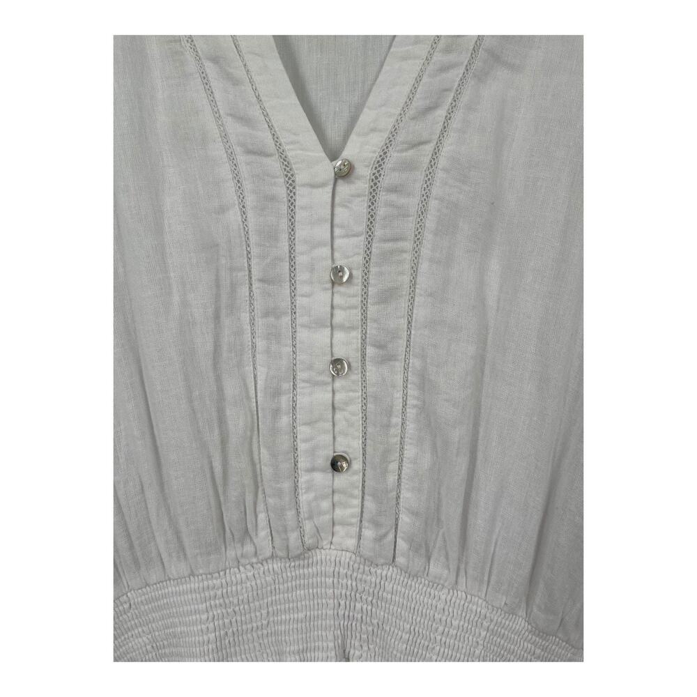 Rails Dress Jasmine smocked waist long sleeve linen mix white size X-Large XL - Picture 4 of 9